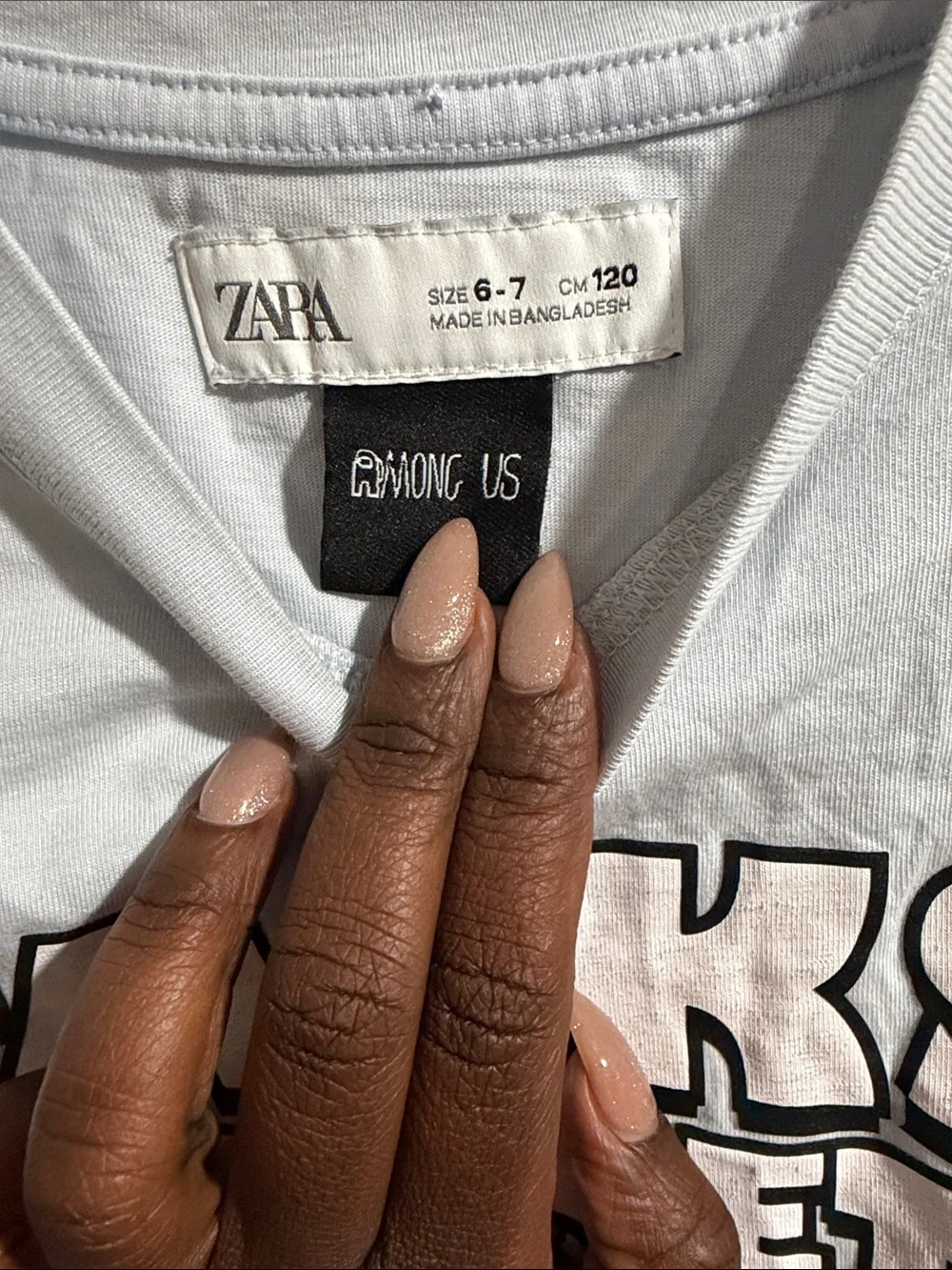 Zara Light Blue 'Tasks Complete' Graphic Tee - Among Us Crew